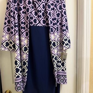 Danny & Nicole Navy and Pink Geometric Dress